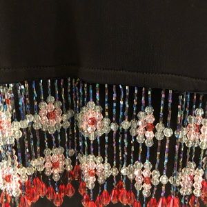 Vintage black top w beaded hem